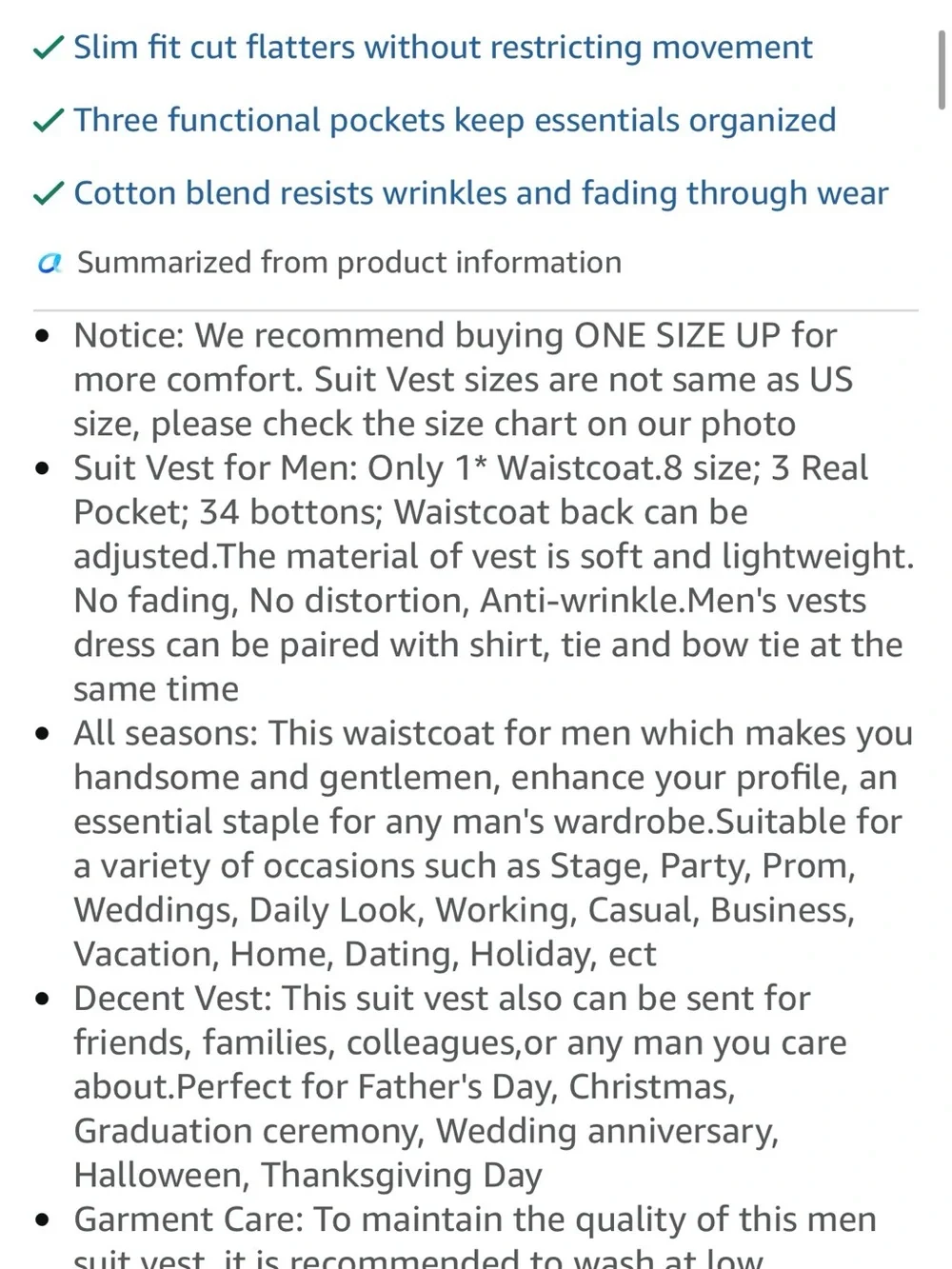 HISDERN XL Blue Windowpane Check Vest Men’s Formal 5 Button $20